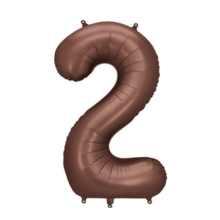 2 Jaar Cijfer Ballon Bruin Leeg 86cm van Partydeco koop je bij Partywinkel