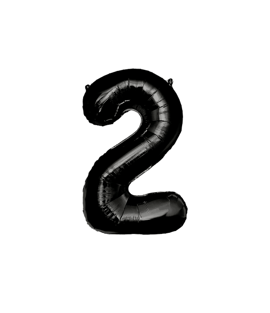 2 Jaar Cijfer Ballon Zwart 86cm - Partywinkel - 8716764244650