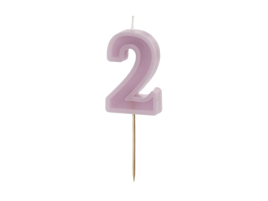 2 Jaar Kaars Paars 10cm van Partydeco koop je bij Partywinkel