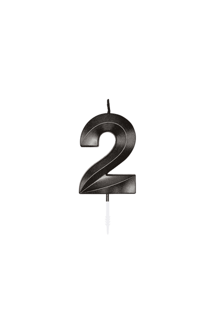 2 Jaar Kaars Zwart Metallic 6cm van WeFiesta koop je bij Partywinkel