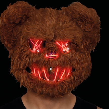 Máscara de Halloween de oso marrón con luz