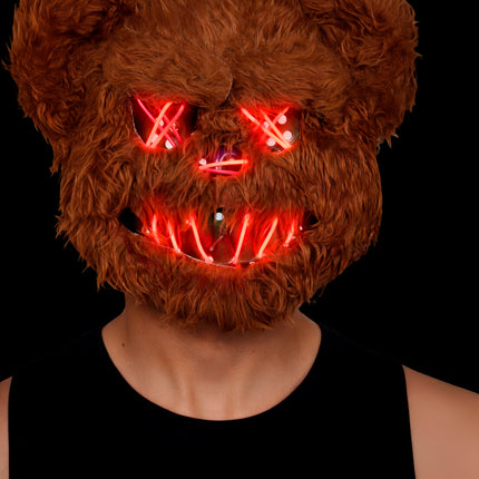 Máscara de Halloween de oso marrón con luz