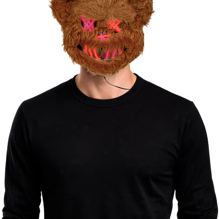 Máscara de Halloween de oso marrón con luz