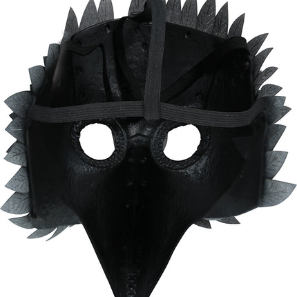 Máscara de Halloween con plumas de pájaro negras