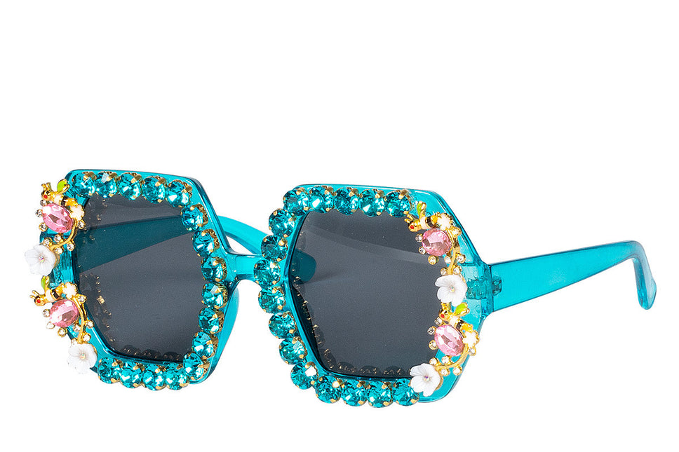 Gafas Azules Flores de Strass