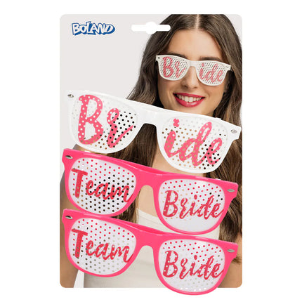 Lote de 3 gafas de fiesta «Bride to be» (la novia y el equipo de la novia)
