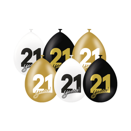 21 Jaar Ballonnen 30cm 6st - Partywinkel - 8716764241628