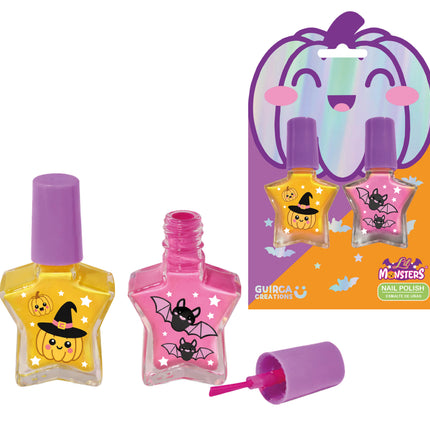 Esmalte de uñas de Halloween rosa y amarillo para niños