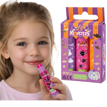 Brillo de labios de Halloween para niños, 3 unidades