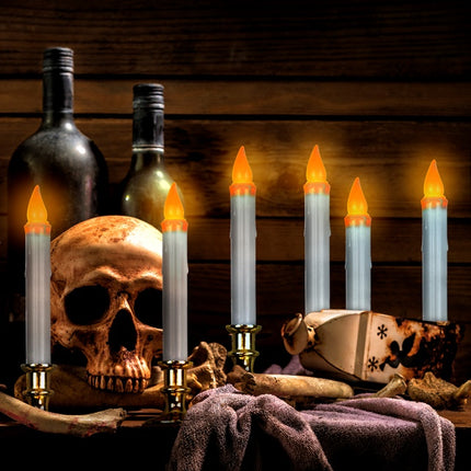 SET DE 6 VELAS BLANCAS CON LUZ PARPADEANTE Y TEMPORIZADOR 23 CM