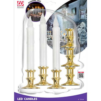 SET DE 6 VELAS BLANCAS CON LUZ PARPADEANTE Y TEMPORIZADOR 23 CM
