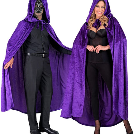 Capa De Terciopelo Morada Con Capucha 140cm