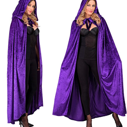 Capa De Terciopelo Morada Con Capucha 140cm