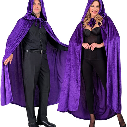 Capa De Terciopelo Morada Con Capucha 140cm