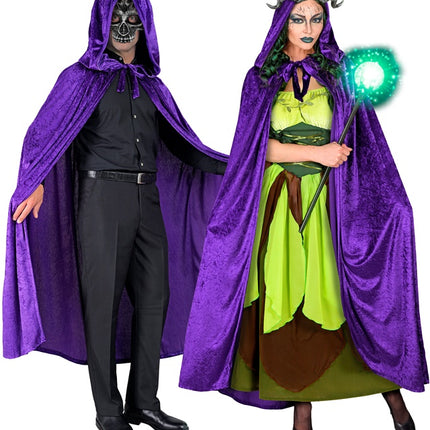 Capa De Terciopelo Morada Con Capucha 140cm