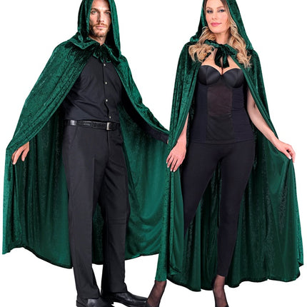 Capa De Terciopelo Verde Con Capucha 140cm