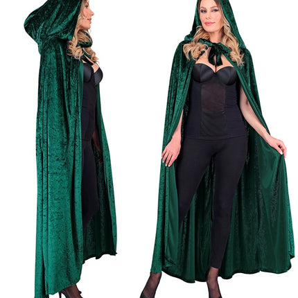 Capa De Terciopelo Verde Con Capucha 140cm