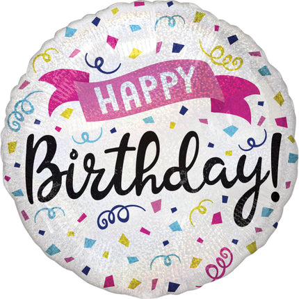 Globo de papel de aluminio - Holográfico Happy Birthday Sparkle Banner - 45 cm