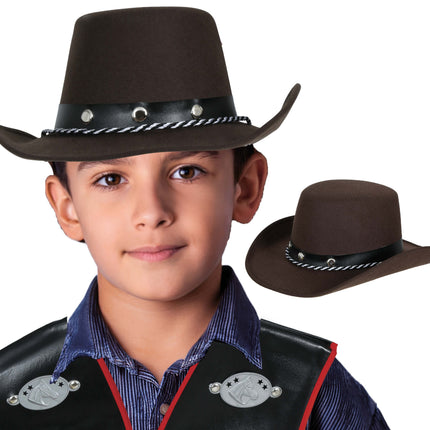 Sombrero vaquero de fieltro marrón niño