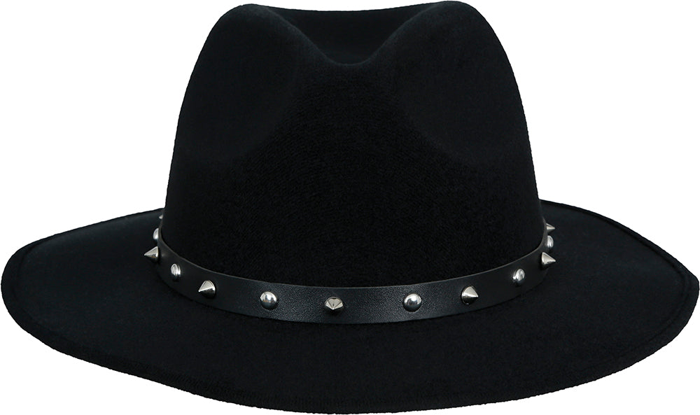 Sombrero vaquero de fieltro negro con tachuelas, para adultos