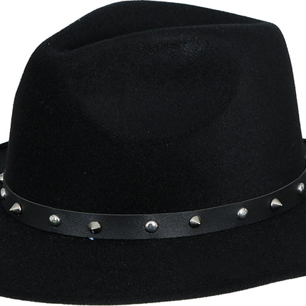 Sombrero vaquero de fieltro negro con tachuelas, para adultos
