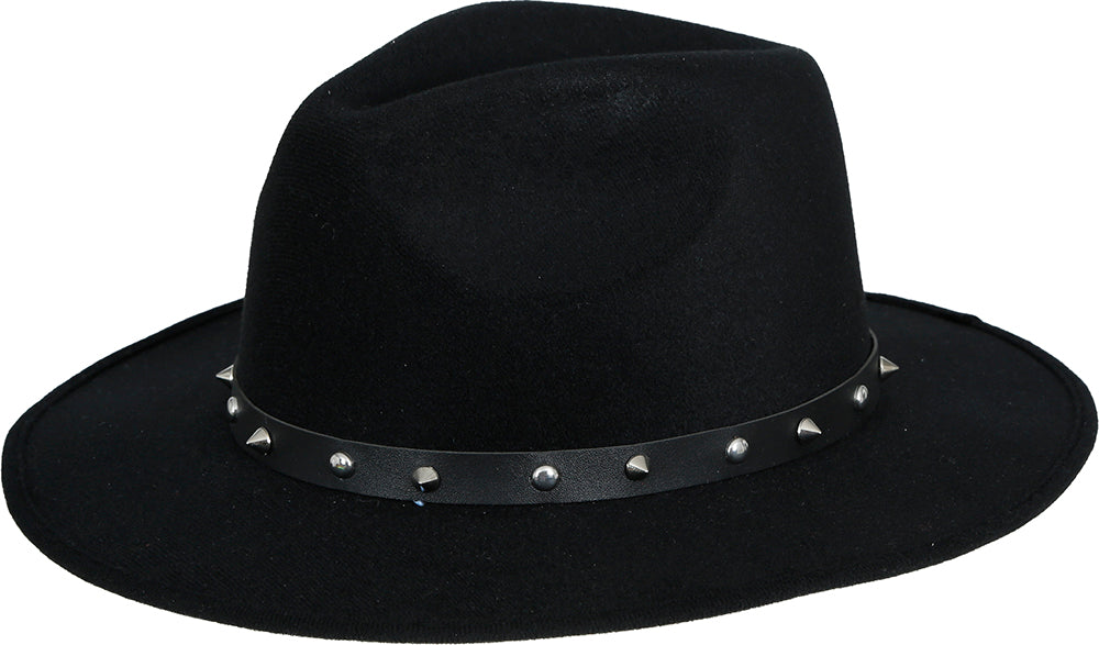 Sombrero vaquero de fieltro negro con tachuelas, para adultos