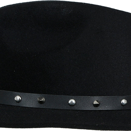 Sombrero vaquero de fieltro negro con tachuelas, para adultos
