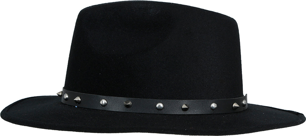 Sombrero vaquero de fieltro negro con tachuelas, para adultos