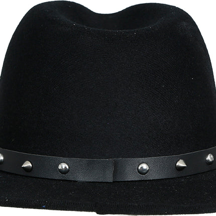Sombrero vaquero de fieltro negro con tachuelas, para adultos