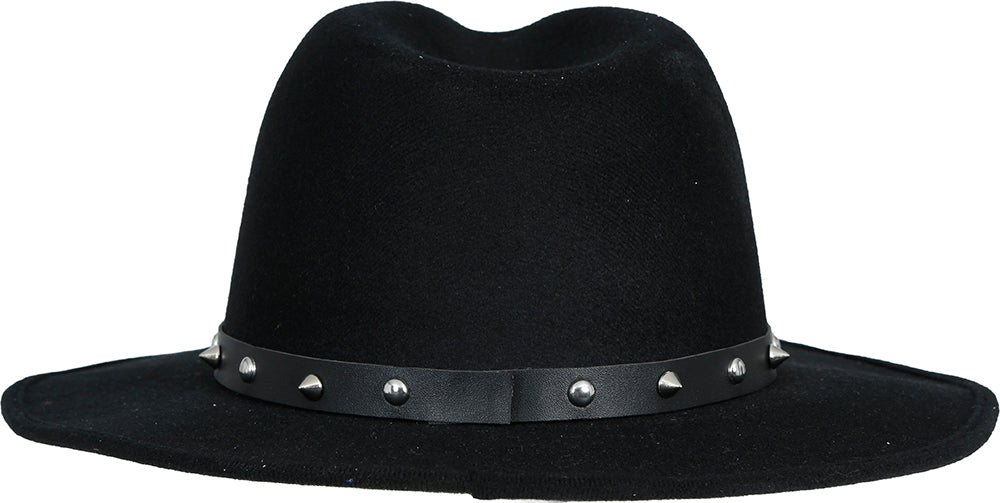 Sombrero vaquero de fieltro negro con tachuelas, para adultos