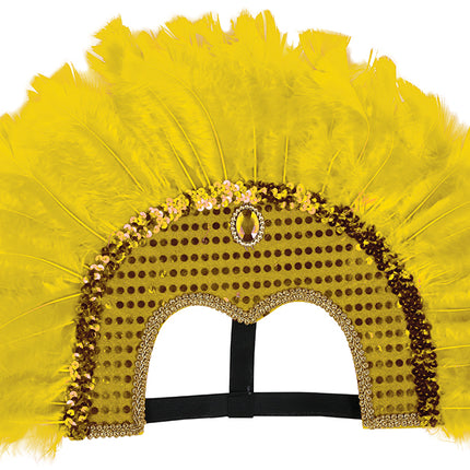 Tocado de plumas amarillo