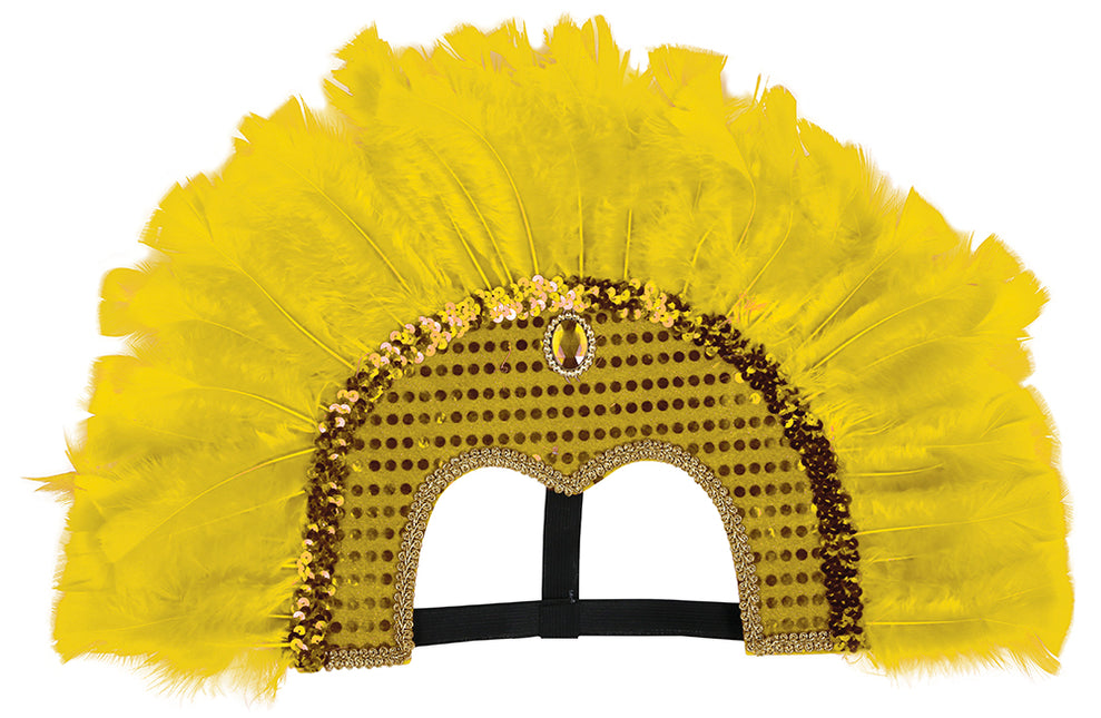 Tocado de plumas amarillo
