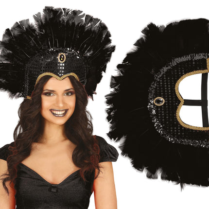 Tocado de plumas negro