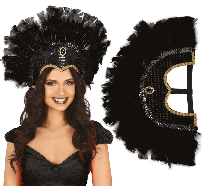 Tocado de plumas negro