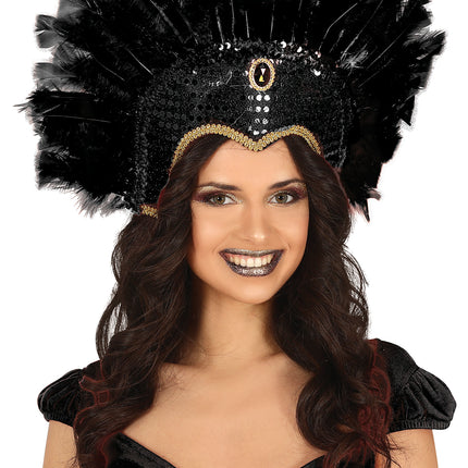 Tocado de plumas negro