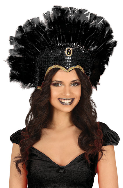 Tocado de plumas negro