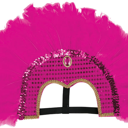 Tocado de plumas fucsia
