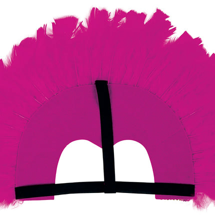Tocado de plumas fucsia
