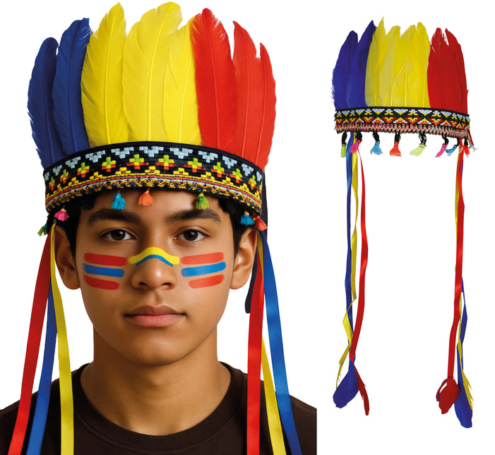 Penacho de plumas multicolor