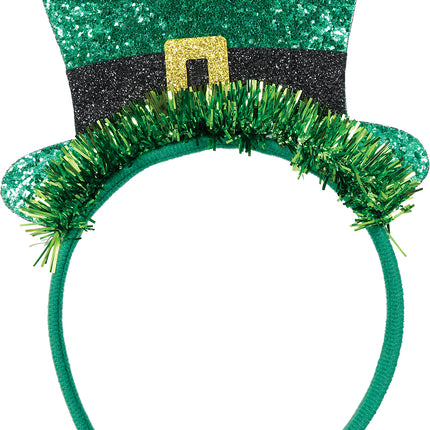 Diadema del Día de San Patricio con purpurina para el sombrero