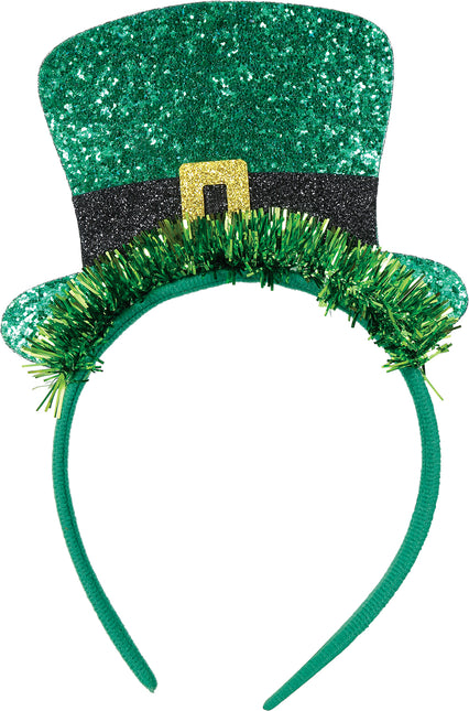 Diadema del Día de San Patricio con purpurina para el sombrero