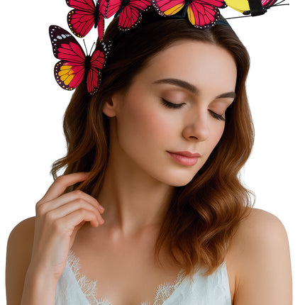 Diadema Mariposa Negro Rosa