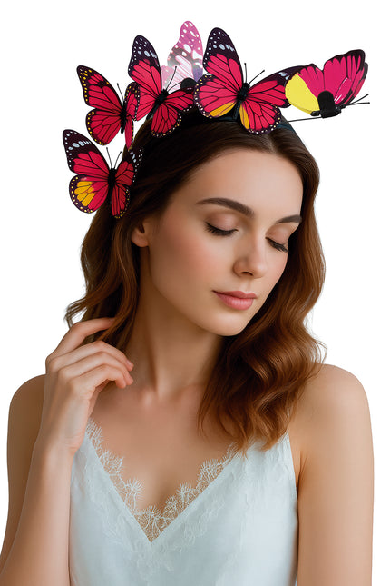 Diadema Mariposa Negro Rosa