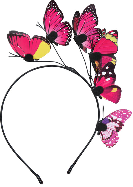 Diadema Mariposa Negro Rosa