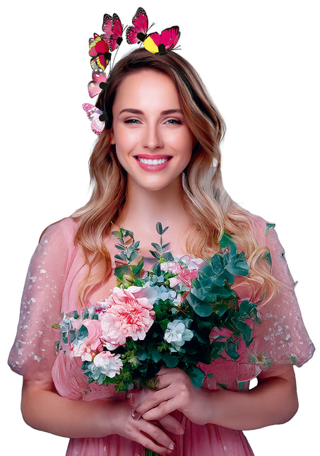 Diadema Mariposa Negro Rosa