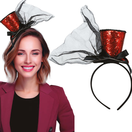 Sombrero Cubo Rojo Negro Purpurina