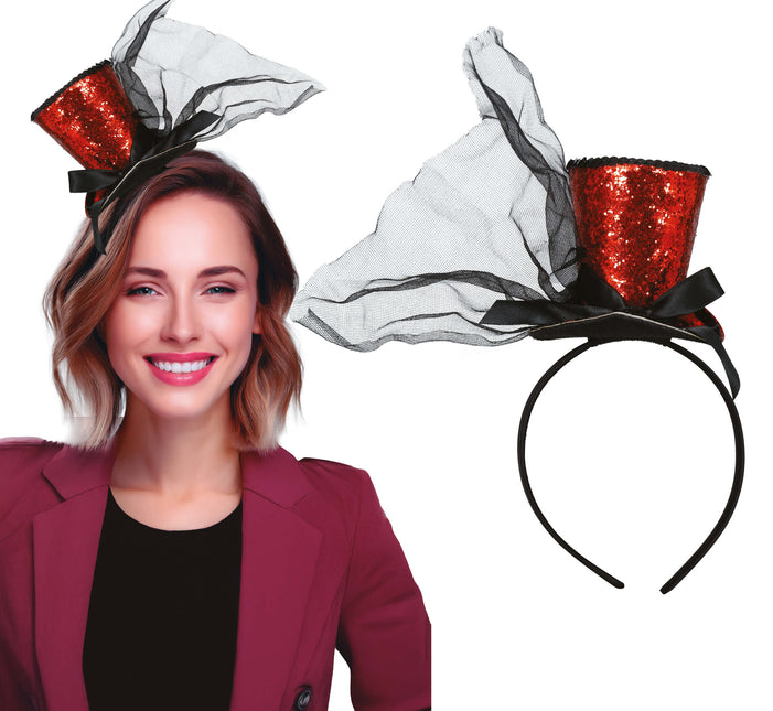 Sombrero Cubo Rojo Negro Purpurina