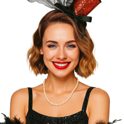 Sombrero Cubo Rojo Negro Purpurina