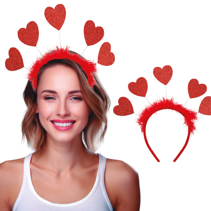 Diadema Corazones Roja