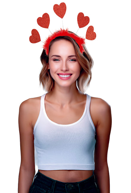 Diadema Corazones Roja